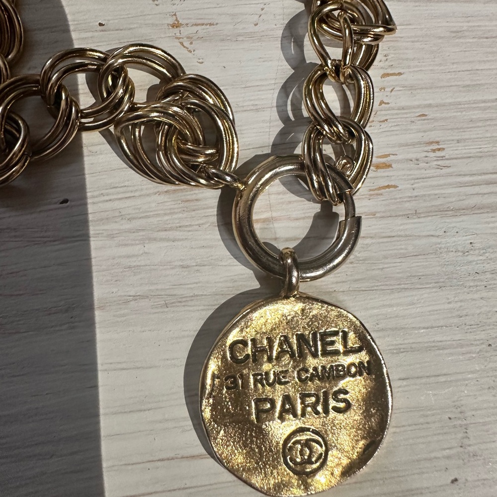 CHANEL Gold Chain Necklace with Paris Pendant - Picture 10 of 12